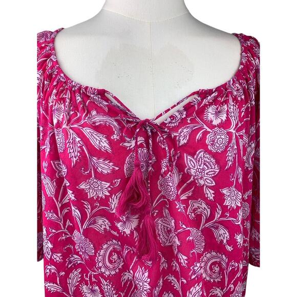 Destination 365 Women’s Pink Floral Blouse Size 1X – Half Sleeve Lightweight Top - Picture 3 of 7